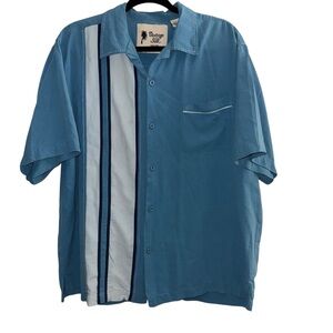 Vintage Silk Circa 1969 Blue Camp Shirt | Men’s Large | Retro Bowling Style